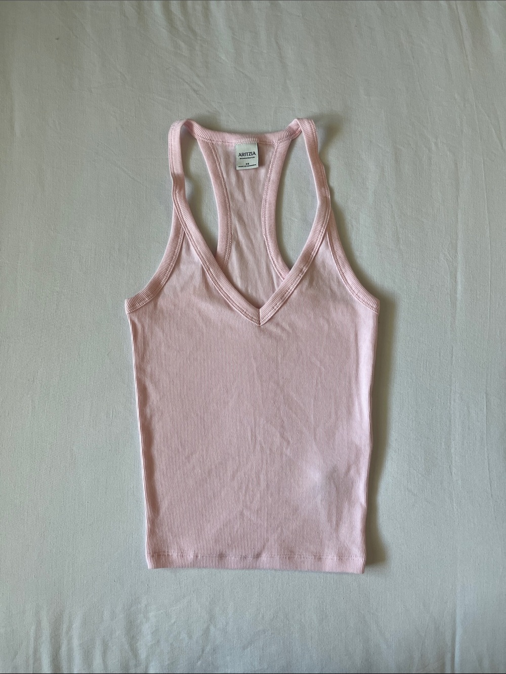 Aritzia homestretch villa pink cotton v neck halter cam tank